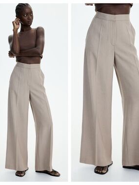 H&M Wide-Leg Linen Blend Pants